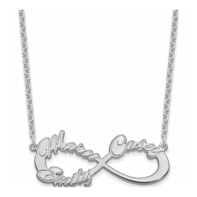 Sterling Silver Personalized 3-Name Infinity Necklace