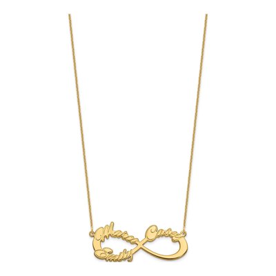14K Yellow Gold 3-Name Infinity Necklace, Custom – view 2