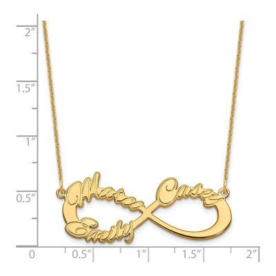14K Yellow Gold 3-Name Infinity Necklace, Custom – view 3