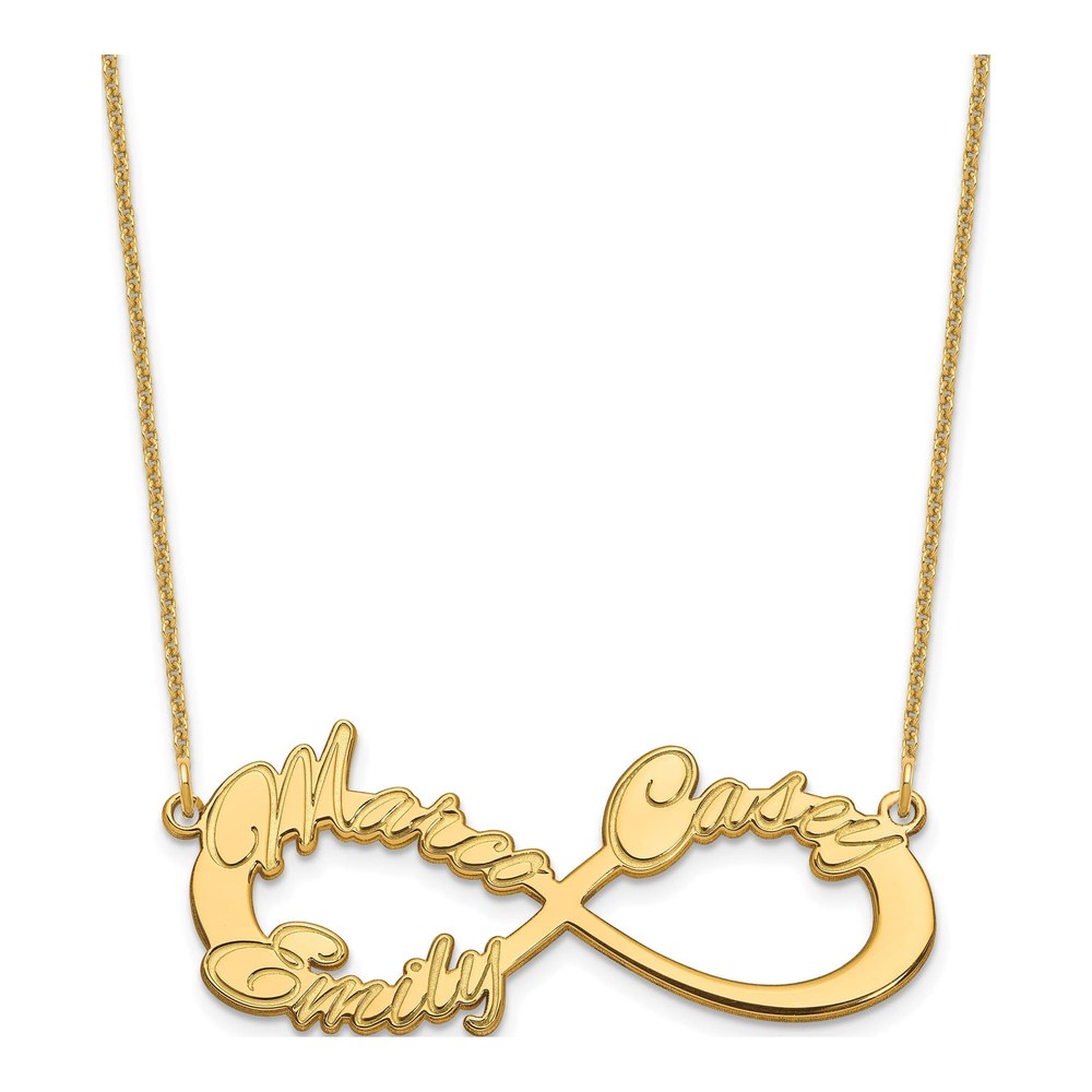 14K Yellow Gold 3-Name Infinity Necklace, Custom