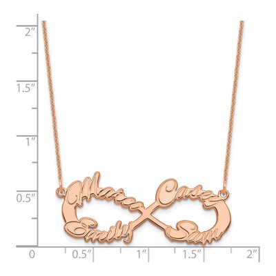 14K Rose Gold 4-Name Infinity Necklace – view 2