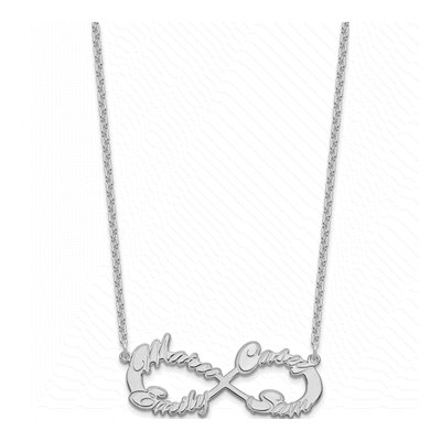 Sterling Silver Personalized 4-Name Infinity Necklace – view 2