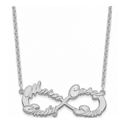 Sterling Silver Personalized 4-Name Infinity Necklace