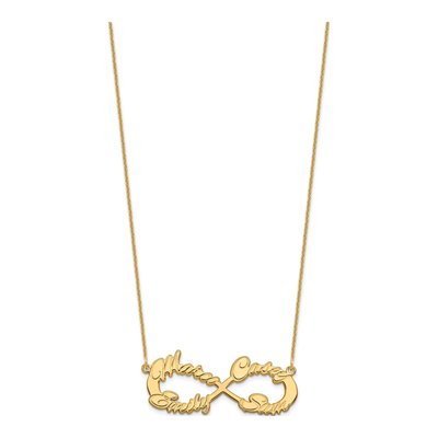 14K Yellow Gold Personalized 4-Name Infinity Necklace – view 2
