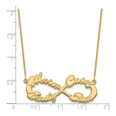 14K Yellow Gold Personalized 4-Name Infinity Necklace – view 3