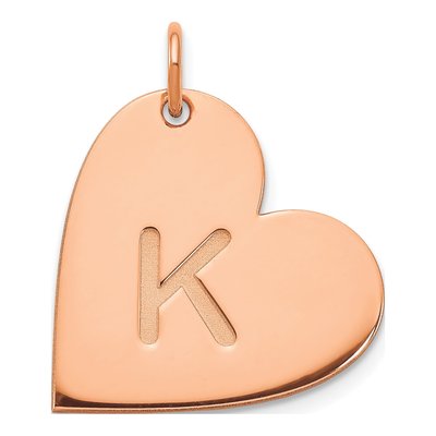 14K Rose Gold Initial Heart Charm