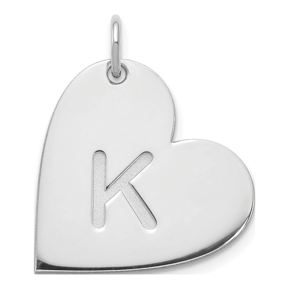 Sterling Silver/rhodium-Plated Initial Heart Charm Pendant