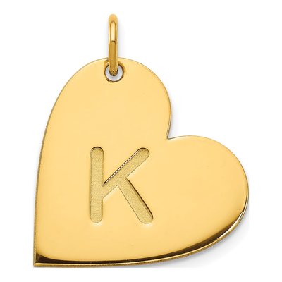 14K Yellow Gold Personalized Initial Heart Charm
