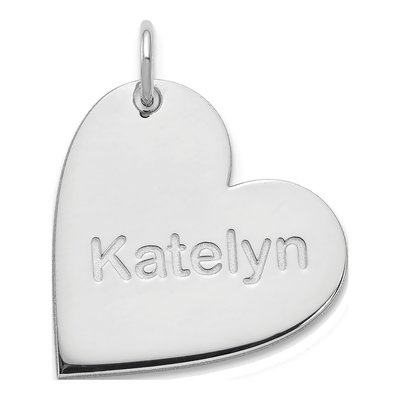 14K White Gold Personalized Heart Name Charm