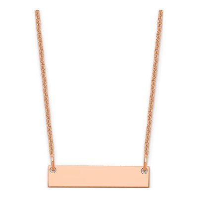 14K Rose Gold Small Blank Bar Necklace