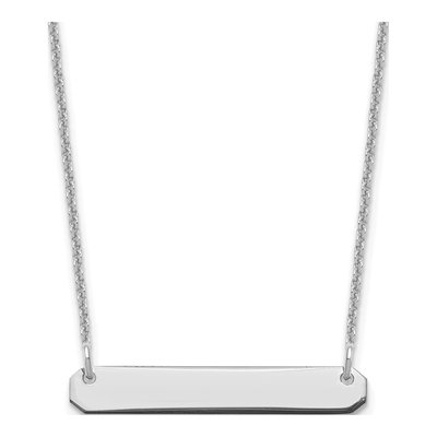 14K White Gold Small Bar Necklace