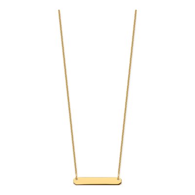 14K Yellow Gold Small Blank Bar Necklace, 18 in – view 2