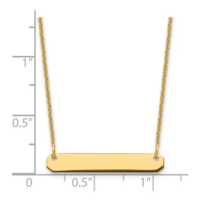 14K Yellow Gold Small Blank Bar Necklace, 18 in – view 3