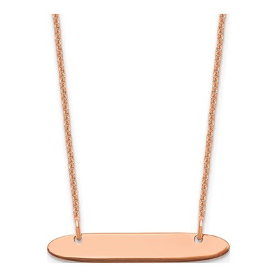 14K Rose Gold Oblong Bar Necklace