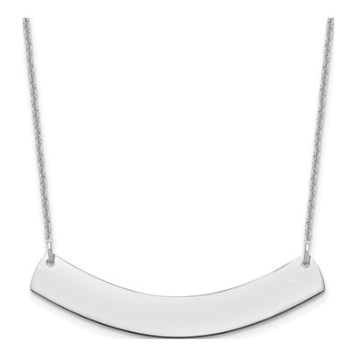 14K White Gold Curved Bar Necklace