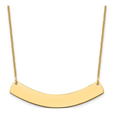 14K Yellow Gold Curved Bar Name Necklace