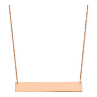 14K Rose Gold Large Blank Bar Necklace