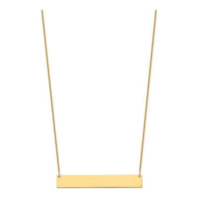 14K Yellow Gold Large Blank Bar Necklace, 18 in – view 2
