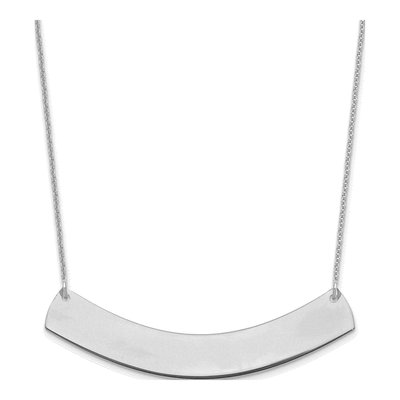 14K White Gold Curved Bar Necklace