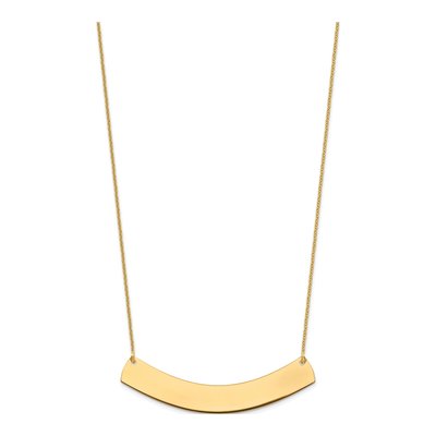 14K Yellow Gold Large Curved Bar Necklace – view 2