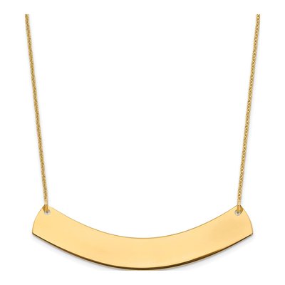 14K Yellow Gold Large Curved Bar Necklace