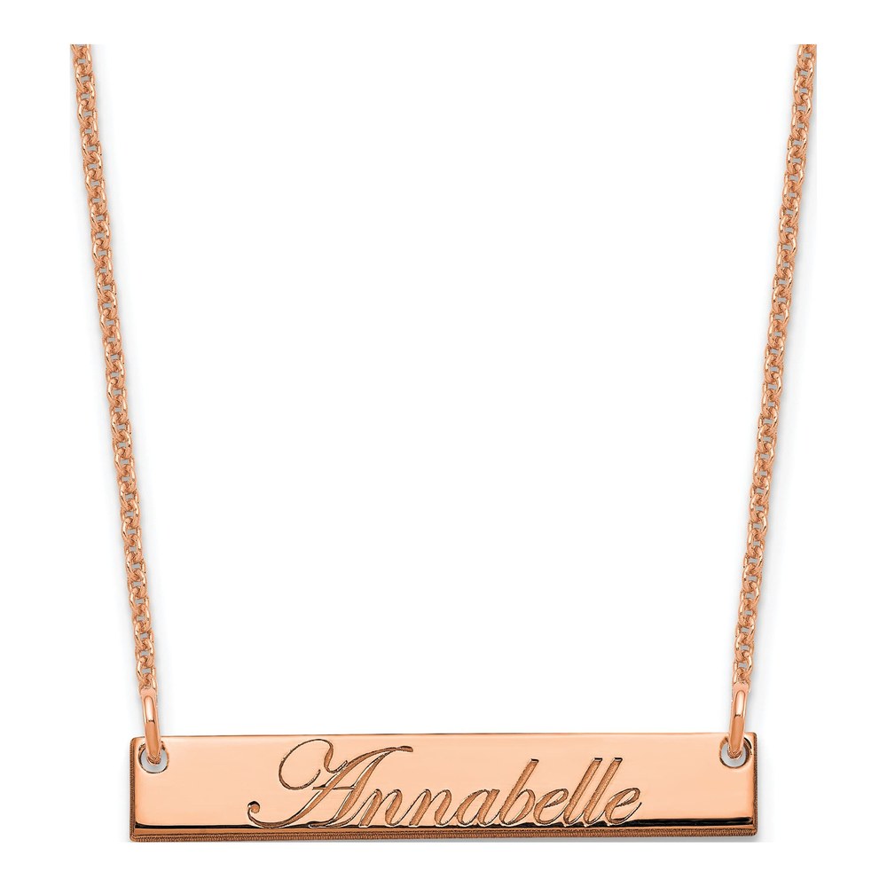 14K Rose Gold Personalized Bar Necklace