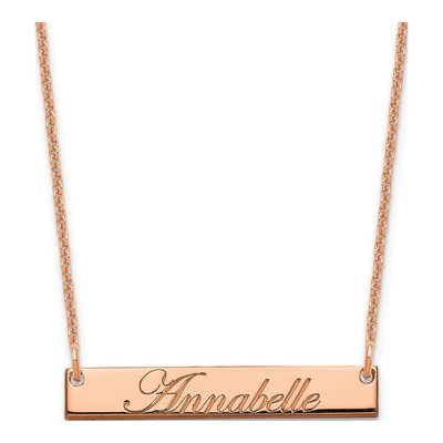 14K Rose Gold Personalized Bar Necklace