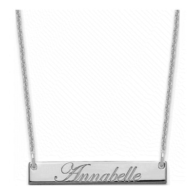 14K White Gold Personalized Bar Name Necklace
