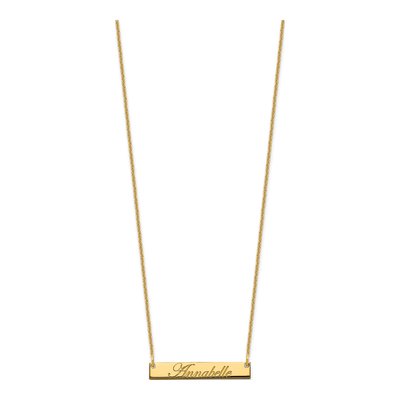 14K Yellow Gold Personalized Script Bar Necklace – view 2