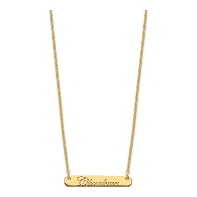 Gold-Plated Sterling Silver Personalized Script Bar Necklace – view 2