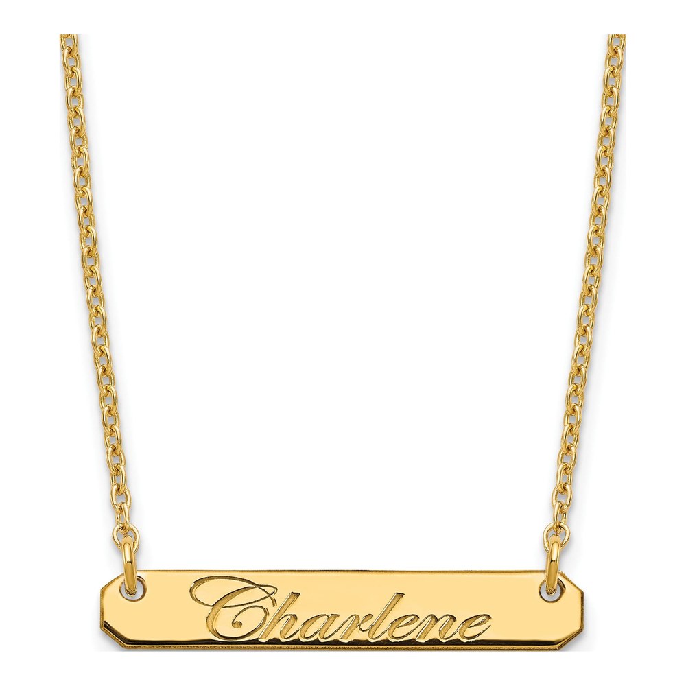 Gold-Plated Sterling Silver Personalized Script Bar Necklace