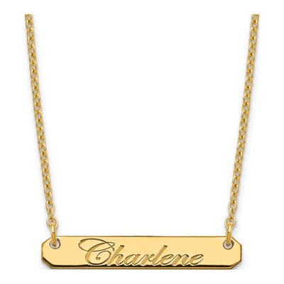 Gold-Plated Sterling Silver Personalized Script Bar Necklace