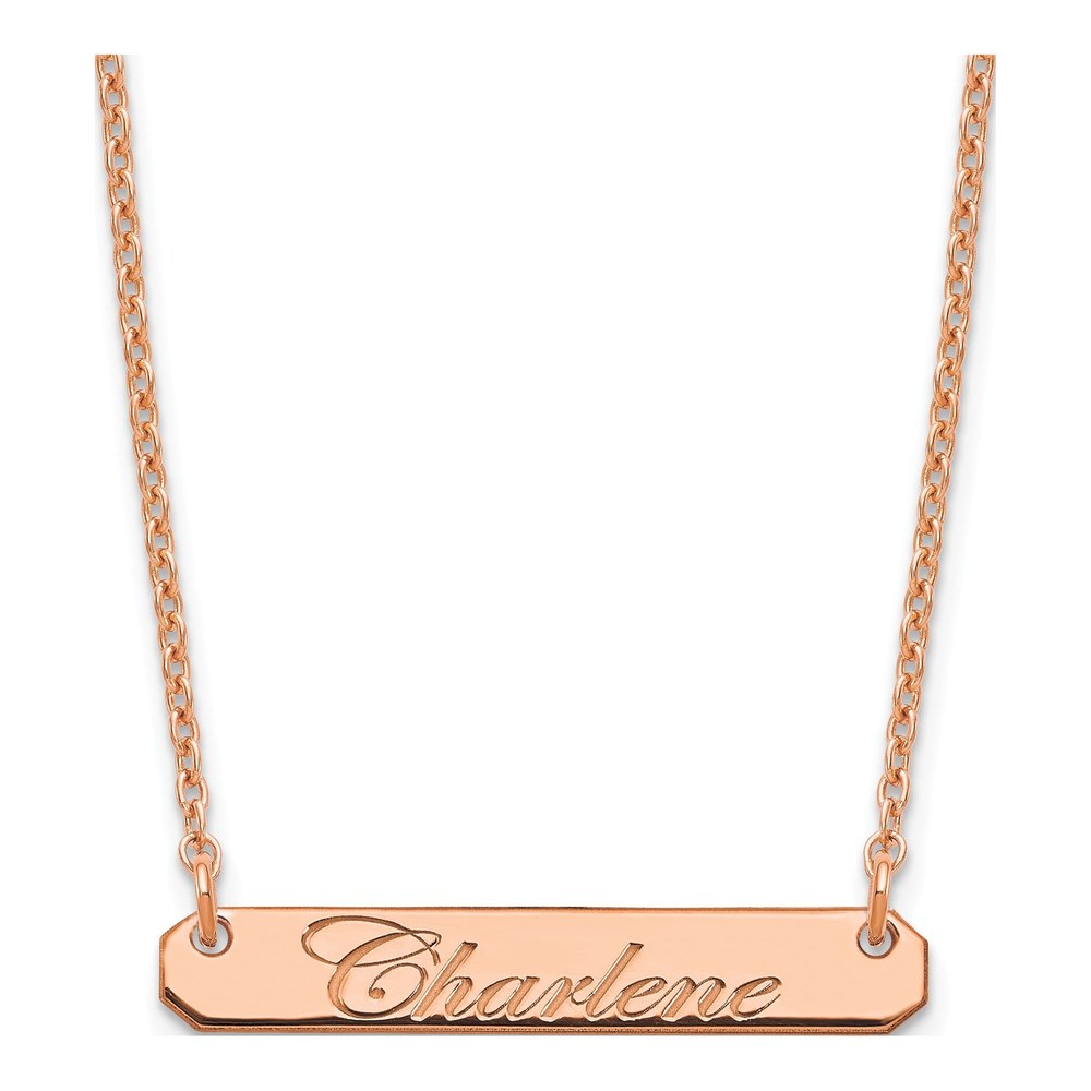 Rose Gold-Plated Sterling Silver Personalized Bar Necklace