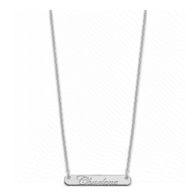 Sterling Silver Personalized Script Bar Necklace – view 2