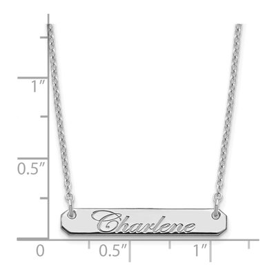 Sterling Silver Personalized Script Bar Necklace – view 3