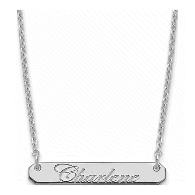 Sterling Silver Personalized Script Bar Necklace