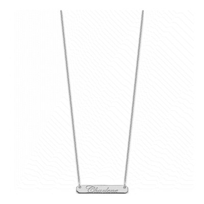 14K White Gold Personalized Script Bar Necklace – view 2