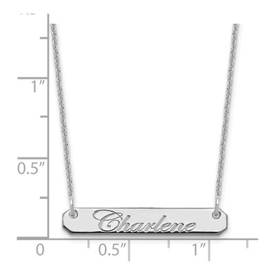 14K White Gold Personalized Script Bar Necklace – view 3
