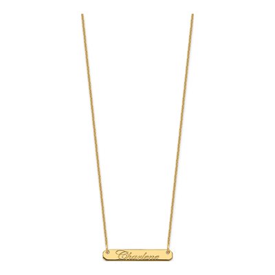 14K Yellow Gold Personalized Script Bar Necklace – view 2