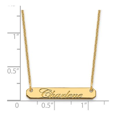 14K Yellow Gold Personalized Script Bar Necklace – view 3