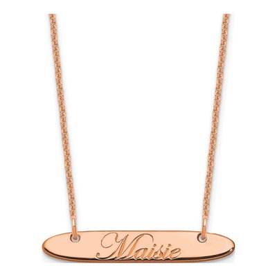 14K Rose Gold Personalized Bar Necklace