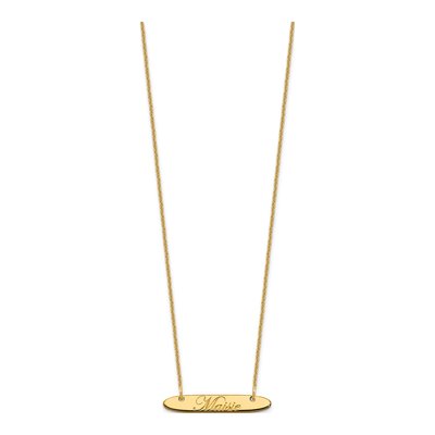 14K Yellow Gold Personalized Script Bar Necklace – view 2