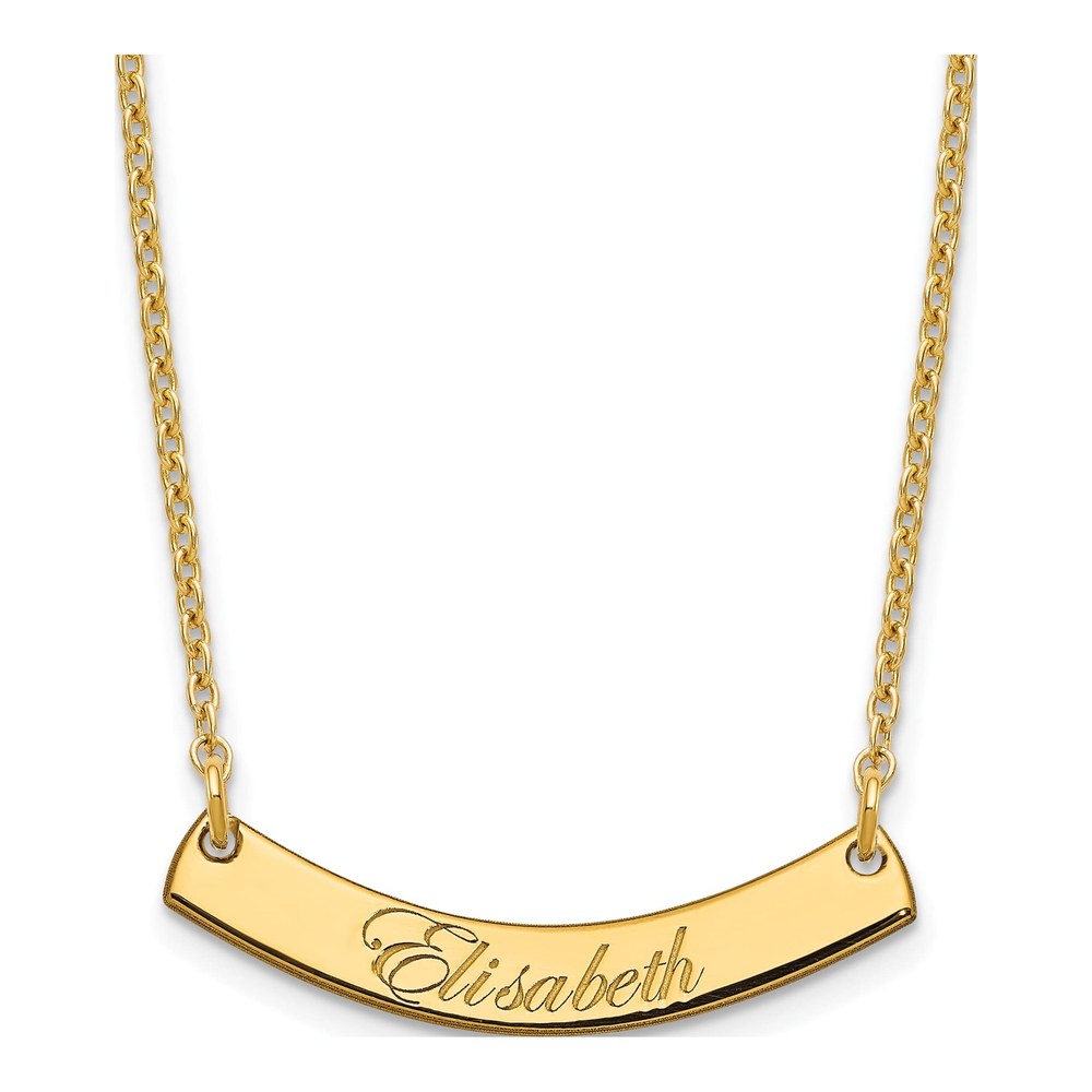 Gold-Plated Sterling Silver Personalized Curved Bar Name Necklace