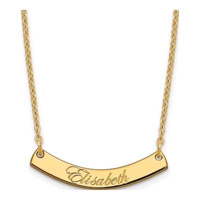 Gold-Plated Sterling Silver Personalized Curved Bar Name Necklace