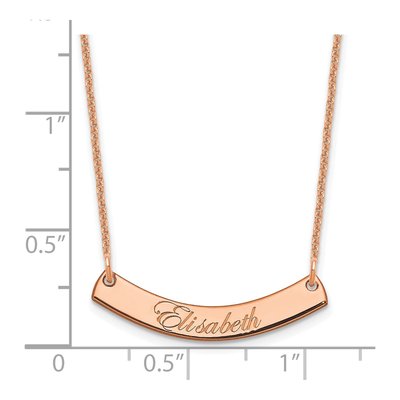 14K Rose Gold Personalized Curved Bar Necklace – view 2