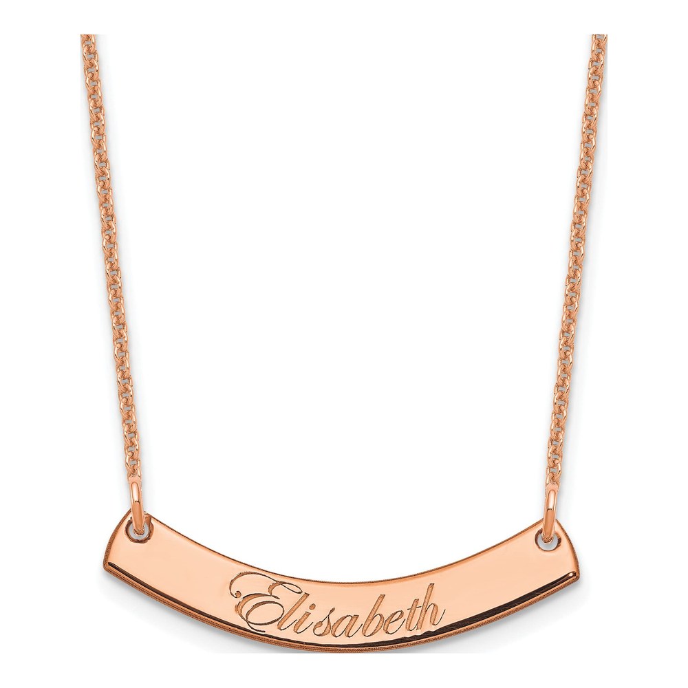 14K Rose Gold Personalized Curved Bar Necklace