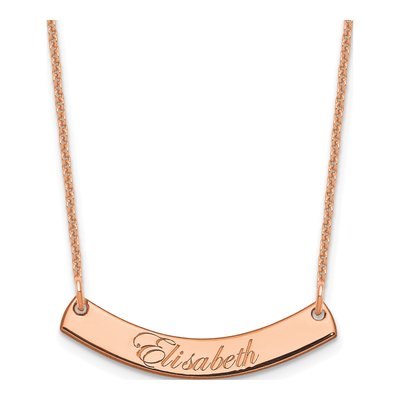 14K Rose Gold Personalized Curved Bar Necklace