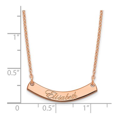 Rose Gold-Plated Sterling Silver Personalized Edwardian Script Curved Bar Necklace – view 2