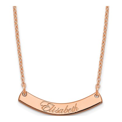 Rose Gold-Plated Sterling Silver Personalized Edwardian Script Curved Bar Necklace