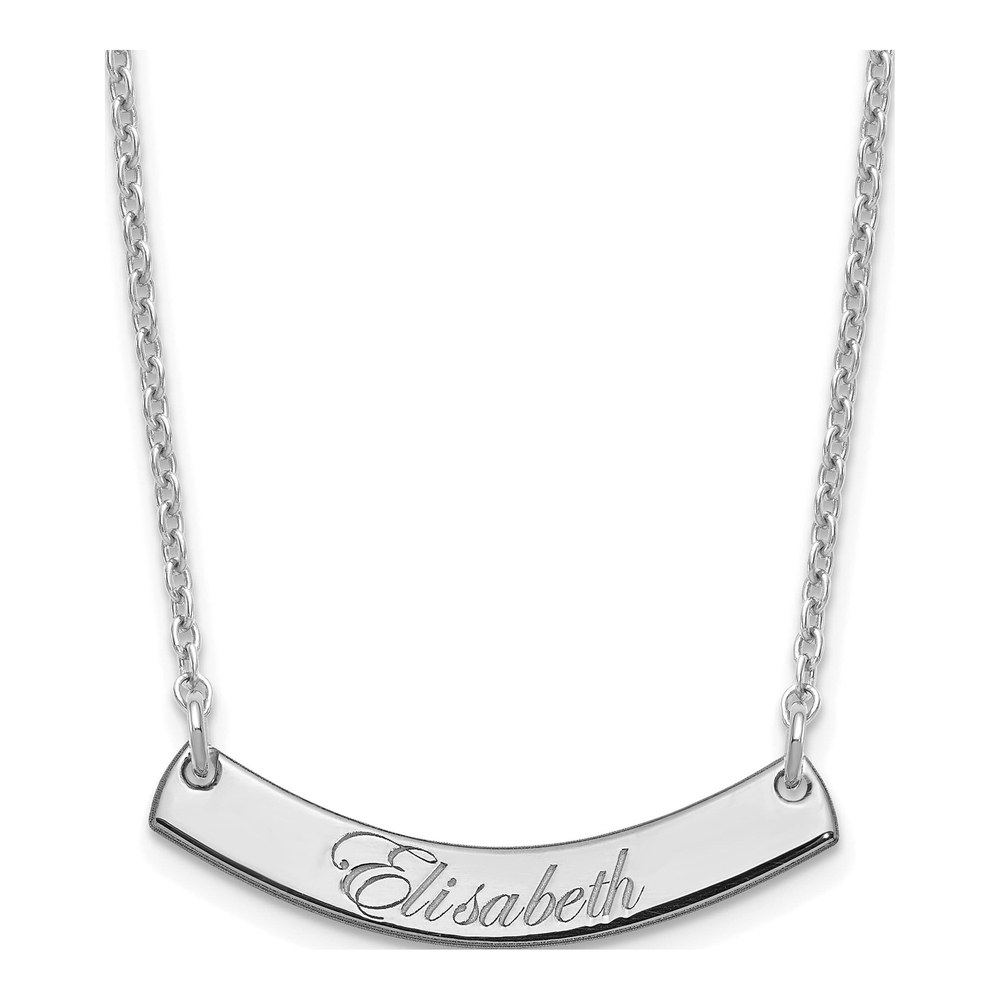 Personalized Sterling Silver Curved Bar Necklace